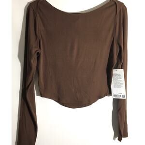 NWT Lululemon Ribbed Modal Silk Twist Back Long Sleeve Size 6 Java